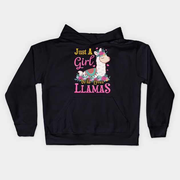 Just A Girl Who Loves Llamas Cute Lama Kids Hoodie by theperfectpresents